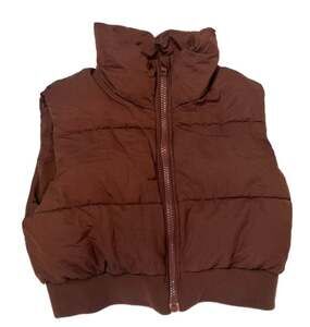 Zara style Women's Brown Cropped Puffer Vest - unbranded